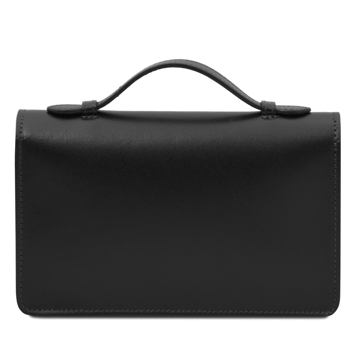 The Tropical Duchess Tuscany Leather OPERA TL142505 Leather Clutch With Chain Strap In Black