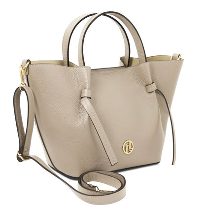The Tropical Duchess Tuscany Leather LEGAME Leather Shopping bag - Large Size Cognac TL142481 in Light Taupe