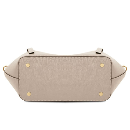 The Tropical Duchess Tuscany Leather LEGAME Leather Shopping bag - Large Size Cognac TL142481 in Light Taupe