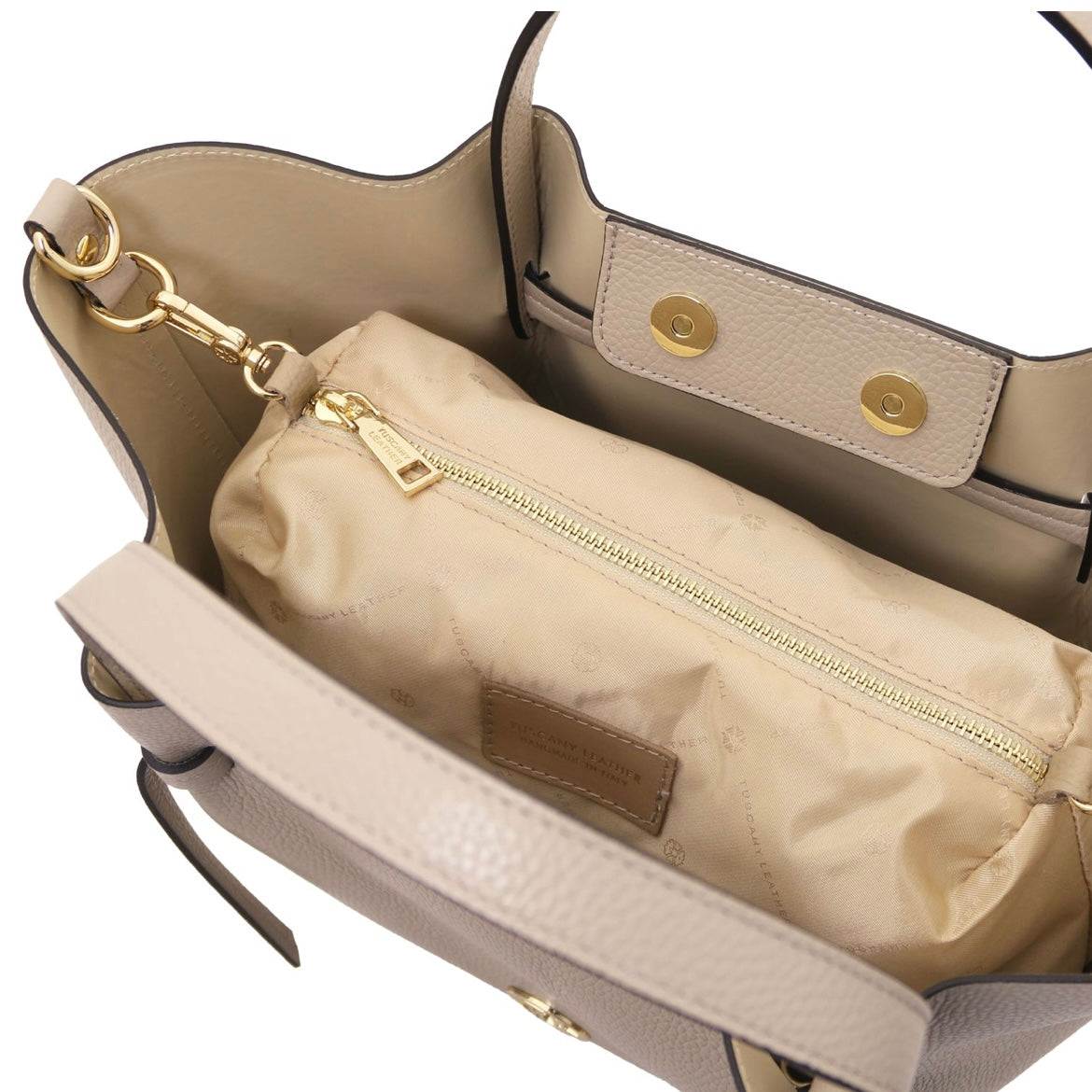 The Tropical Duchess Tuscany Leather LEGAME Leather Shopping bag - Large Size Cognac TL142481 in Light Taupe