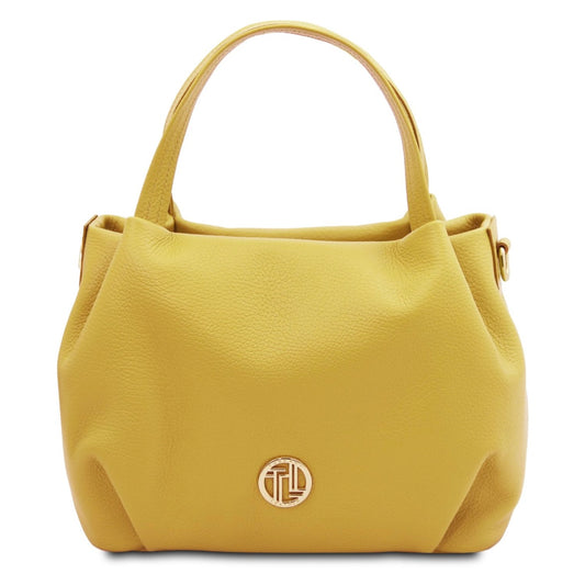 The Tropical Duchess Tuscany Leather Soft Handbag NORA TL142372 in Pastel Yellow