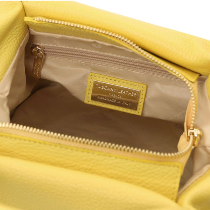 The Tropical Duchess Tuscany Leather Soft Handbag NORA TL142372 in Pastel Yellow