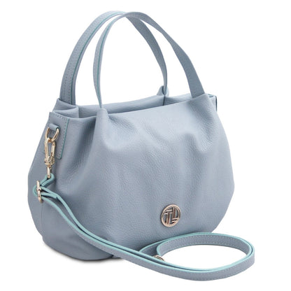 The Tropical Duchess Tuscany Leather Soft Handbag NORA TL142372 in Light Blue