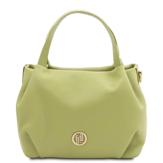 The Tropical Duchess Tuscany Leather Soft Handbag NORA TL142372 in Lime Green