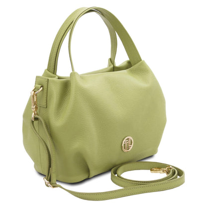 The Tropical Duchess Tuscany Leather Soft Handbag NORA TL142372 in Lime Green