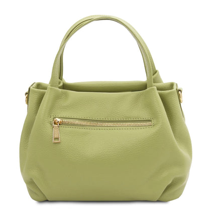 The Tropical Duchess Tuscany Leather Soft Handbag NORA TL142372 in Lime Green