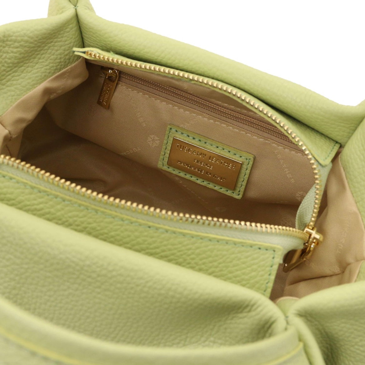 The Tropical Duchess Tuscany Leather Soft Handbag NORA TL142372 in Lime Green
