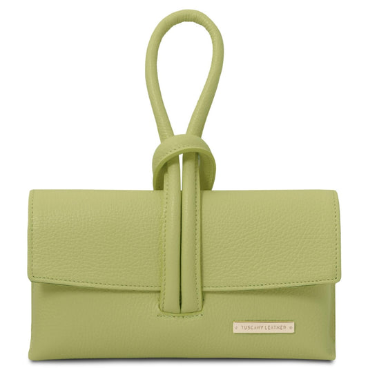 The Tropical Duchess Tuscany Leather Clutch Bag TL141990 in Lime Green