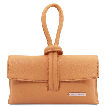 The Tropical Duchess Tuscany Leather Clutch Bag TL141990 in Apricot