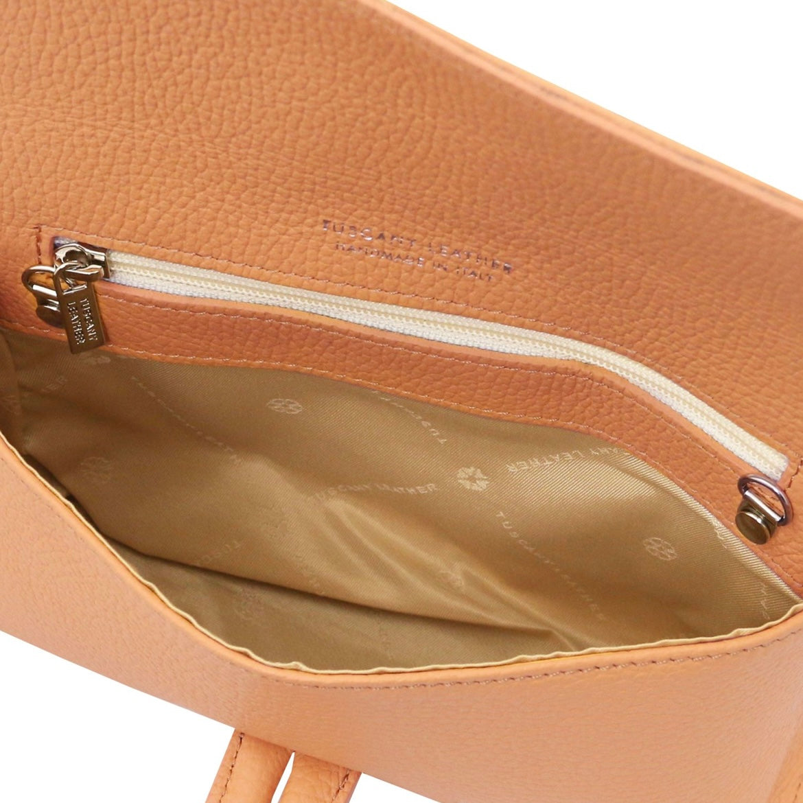 The Tropical Duchess Tuscany Leather Clutch Bag TL141990 in Apricot