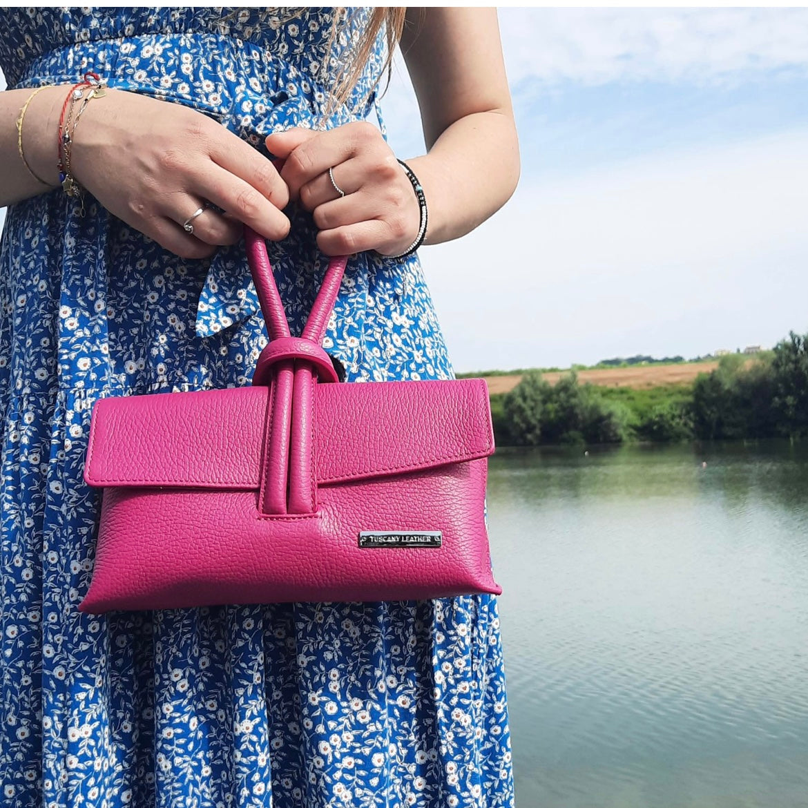 The Tropical Duchess Tuscany Leather Clutch Bag TL141990 in White