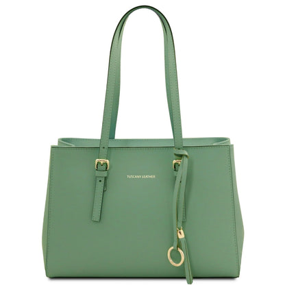 The Tropical Duchess Tuscany Leather Shoulder bag TL BAG TL142037 in Mint Green