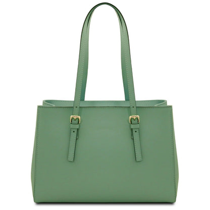 The Tropical Duchess Tuscany Leather Shoulder bag TL BAG TL142037 in Mint Green