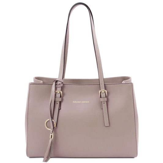 The Tropical Duchess Tuscany Leather Shoulder bag TL BAG TL142037 in Light Taupe