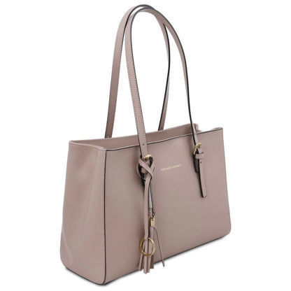 The Tropical Duchess Tuscany Leather Shoulder bag TL BAG TL142037 in Light Taupe