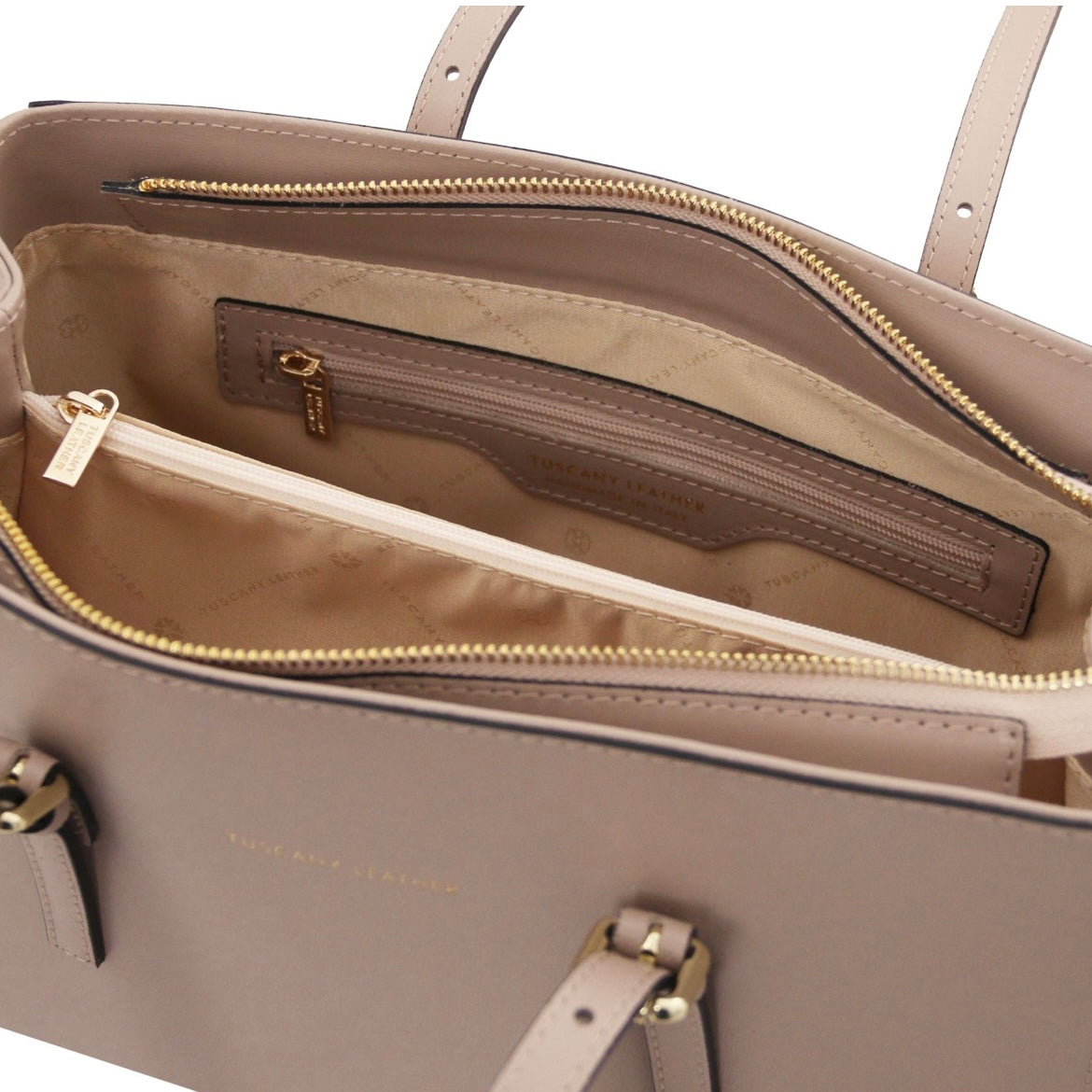 The Tropical Duchess Tuscany Leather Shoulder bag TL BAG TL142037 in Light Taupe