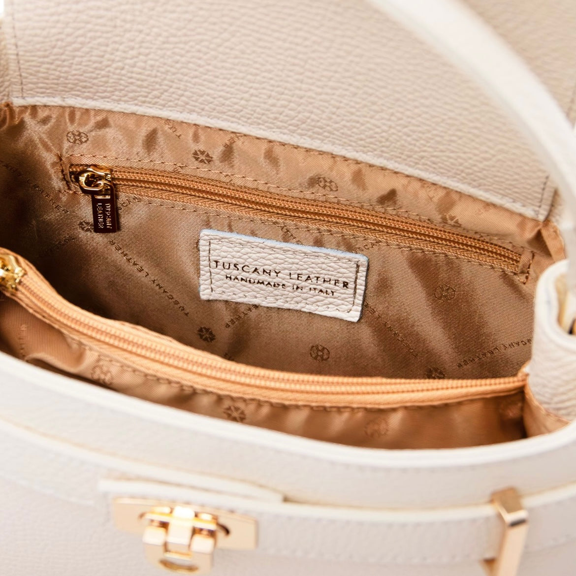 The Tropical Duchess Tuscany Leather Tote MAISY TL142455 in Beige