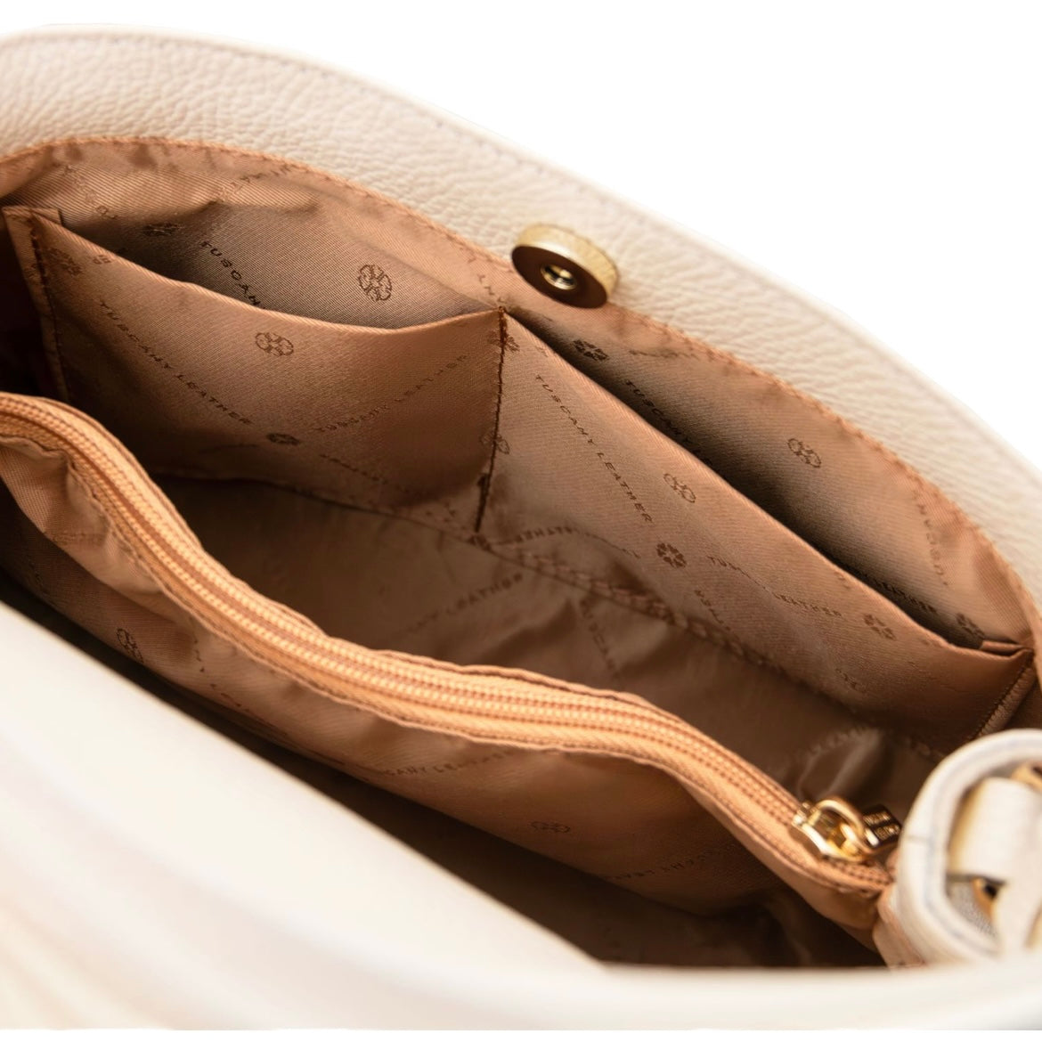 The Tropical Duchess Tuscany Leather Tote MAISY TL142455 in Beige