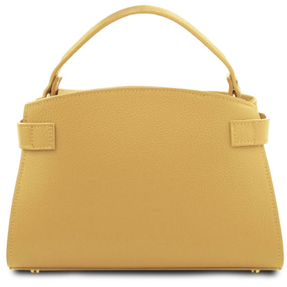 The Tropical Duchess Tuscany Leather Tote MAISY TL142455 in Pastel Yelllow