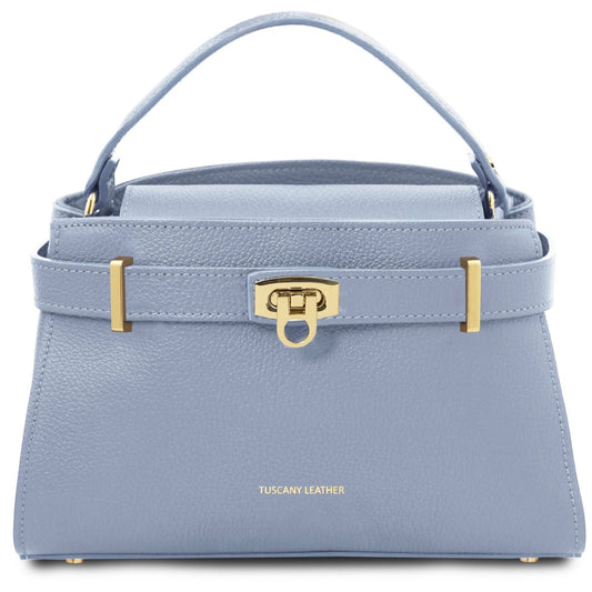 The Tropical Duchess Tuscany Leather Tote MAISY TL142455 in Light Blue