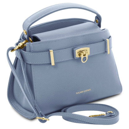 The Tropical Duchess Tuscany Leather Tote MAISY TL142455 in Light Blue