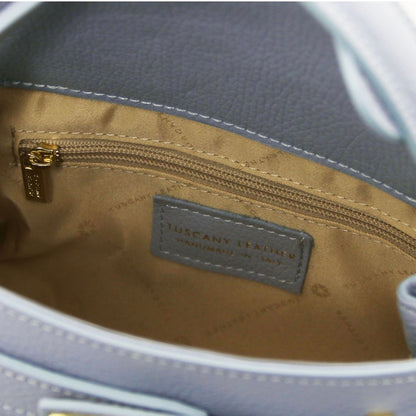 The Tropical Duchess Tuscany Leather Tote MAISY TL142455 in Light Blue