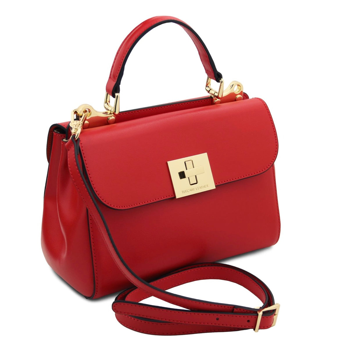 The Tropical Duchess Tuscany Leather Armonia Leather Handbag in Lipstick Red TL142286