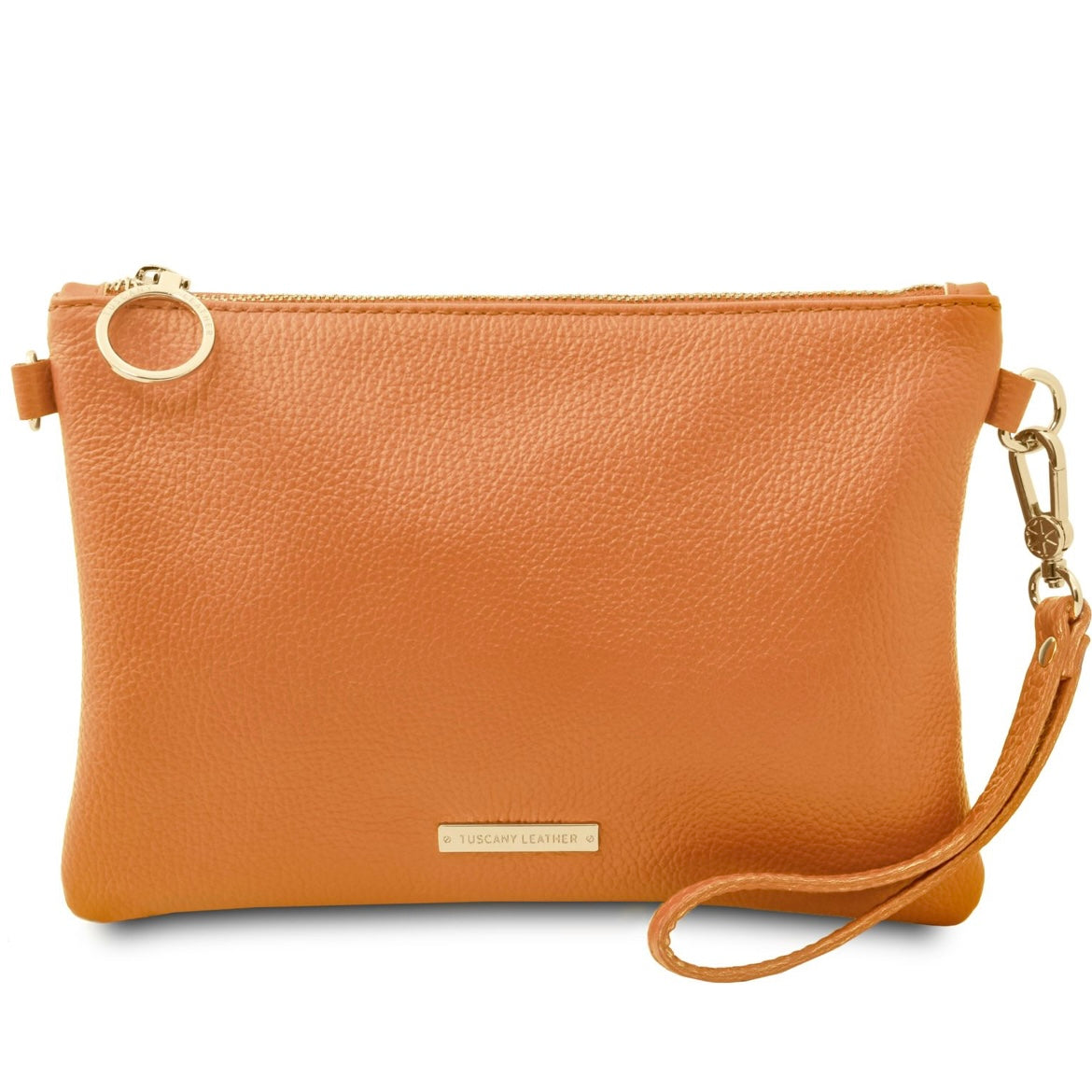 The Tropical Duchess Tuscany Leather  TL BAG TL142029 Soft Leather Clutch in Apricot