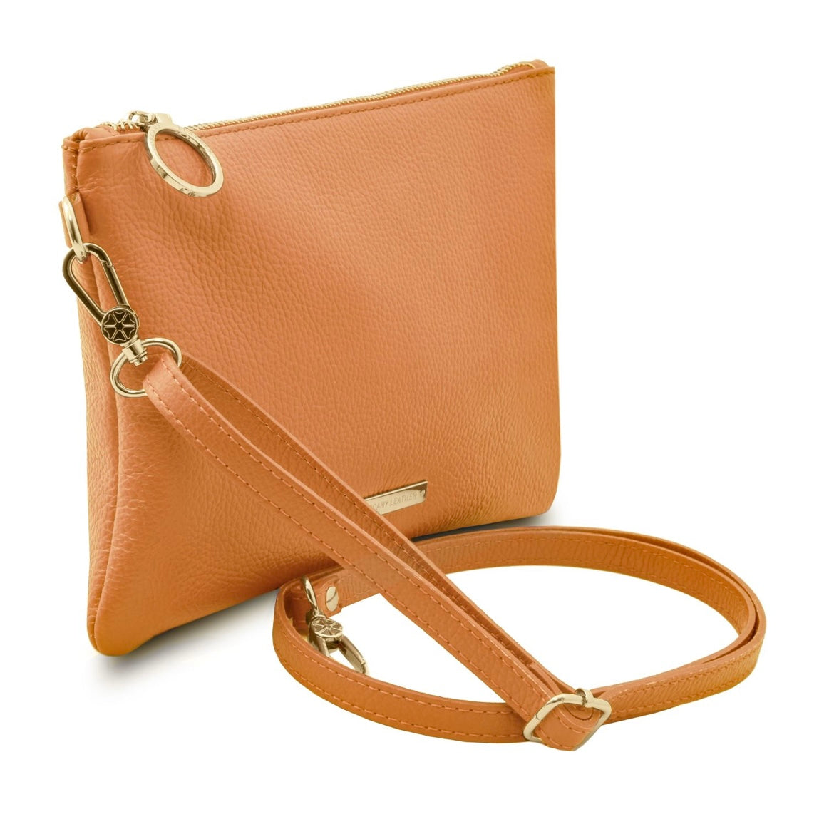 The Tropical Duchess Tuscany Leather  TL BAG TL142029 Soft Leather Clutch in Apricot