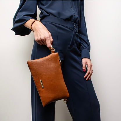 The Tropical Duchess Tuscany Leather  TL BAG TL142029 Soft Leather Clutch in Apricot