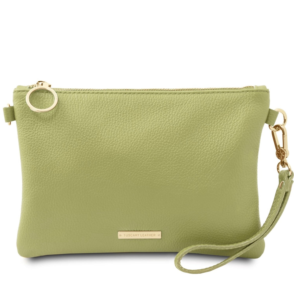 The Tropical Duchess Tuscany Leather  TL BAG TL142029 Soft Leather Clutch in Lime Green
