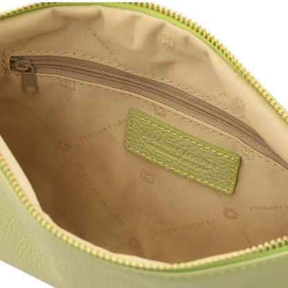 The Tropical Duchess Tuscany Leather  TL BAG TL142029 Soft Leather Clutch in Lime Green