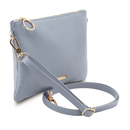 The Tropical Duchess Tuscany Leather TL BAG TL142029 Soft Leather Clutch in Light Blue