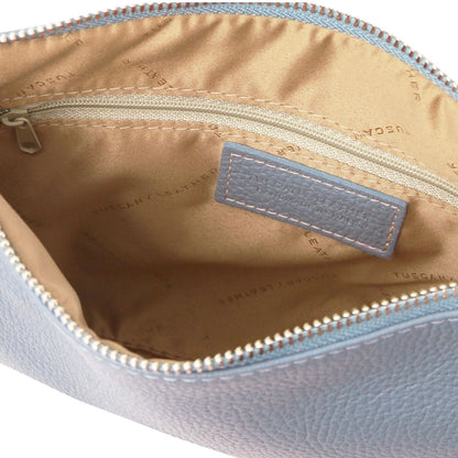 The Tropical Duchess Tuscany Leather TL BAG TL142029 Soft Leather Clutch in Light Blue