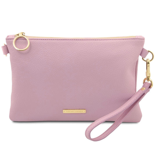 The Tropical Duchess Tuscany Leather TL BAG TL142029 Soft Leather Clutch in Ballet Pink