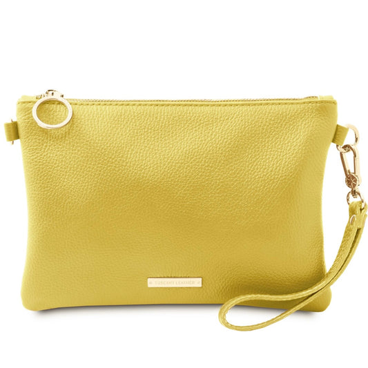 The Tropical Duchess Tuscany Leather TL BAG TL142029 Soft Leather Clutch in Yellow