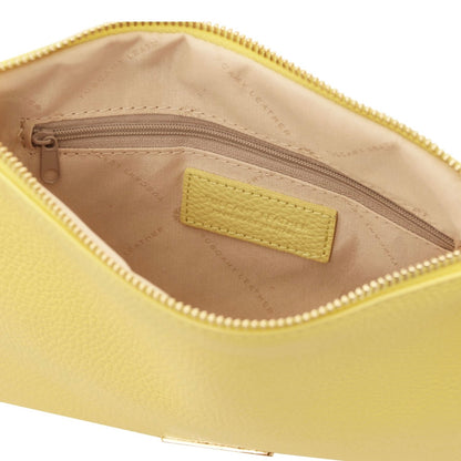 The Tropical Duchess Tuscany Leather TL BAG TL142029 Soft Leather Clutch in Yellow