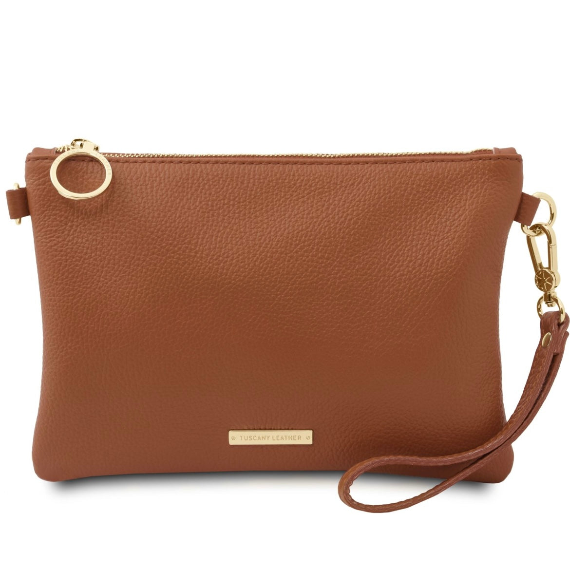 The Tropical Duchess Tuscany Leather TL BAG TL142029 Soft Leather Clutch in Cognac