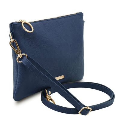 The Tropical Duchess Tuscany Leather TL BAG TL142029 Soft Leather Clutch in Dark Blue