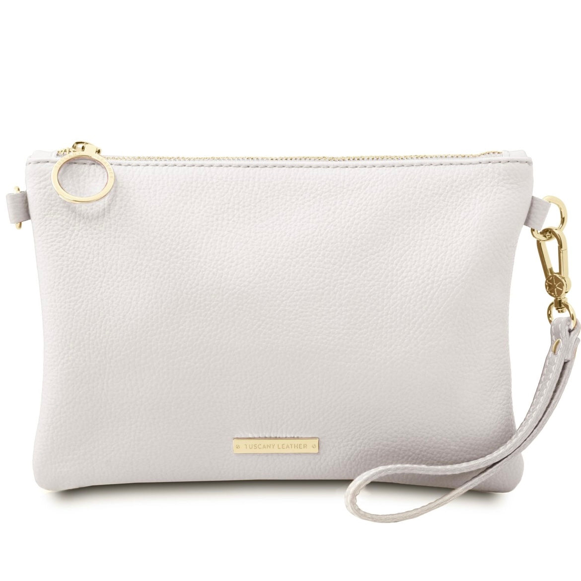 The Tropical Duchess Tuscany Leather TL BAG TL142029 Soft Leather Clutch in White