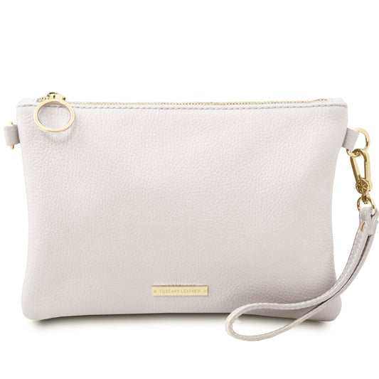 The Tropical Duchess Tuscany Leather TL BAG TL142029 Soft Leather Clutch in White