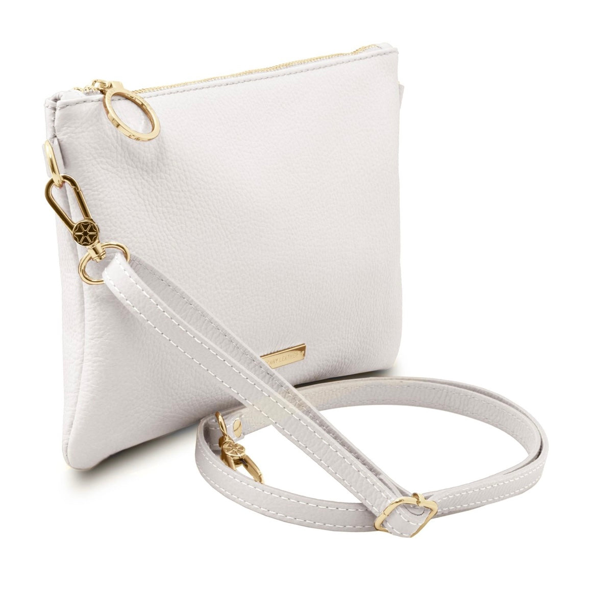 The Tropical Duchess Tuscany Leather TL BAG TL142029 Soft Leather Clutch in White