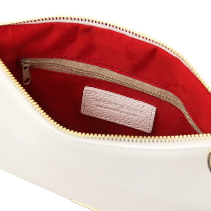 The Tropical Duchess Tuscany Leather TL BAG TL142029 Soft Leather Clutch in White
