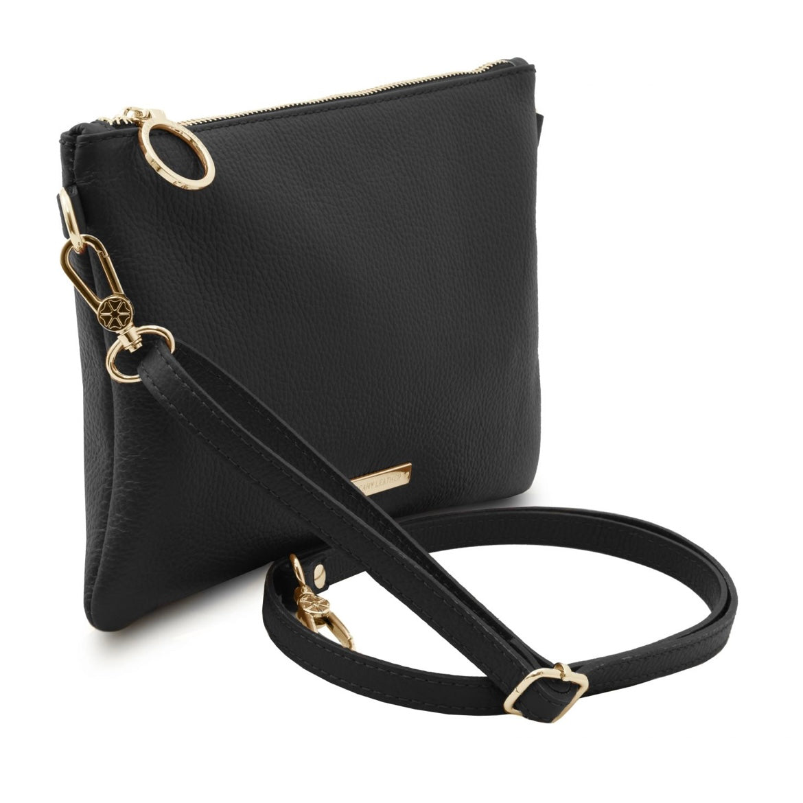 The Tropical Duchess Tuscany Leather TL BAG TL142029 Soft Leather Clutch in Black