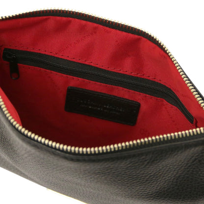 The Tropical Duchess Tuscany Leather TL BAG TL142029 Soft Leather Clutch in Black