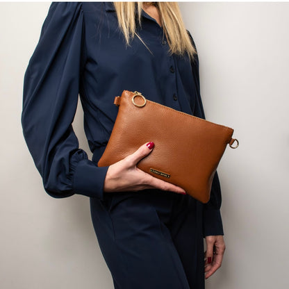 The Tropical Duchess Tuscany Leather TL BAG TL142029 Soft Leather Clutch in Black
