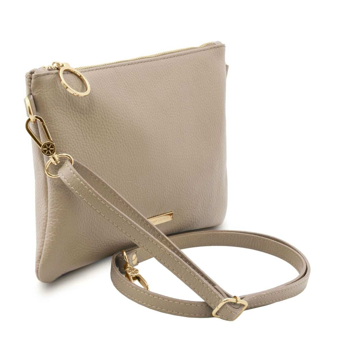 The Tropical Duchess Tuscany Leather TL BAG TL142029 Soft Leather Clutch in Light Taupe