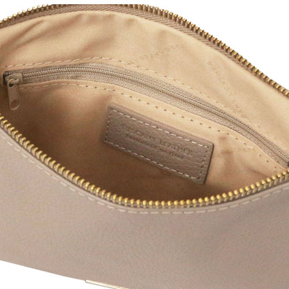 The Tropical Duchess Tuscany Leather TL BAG TL142029 Soft Leather Clutch in Light Taupe