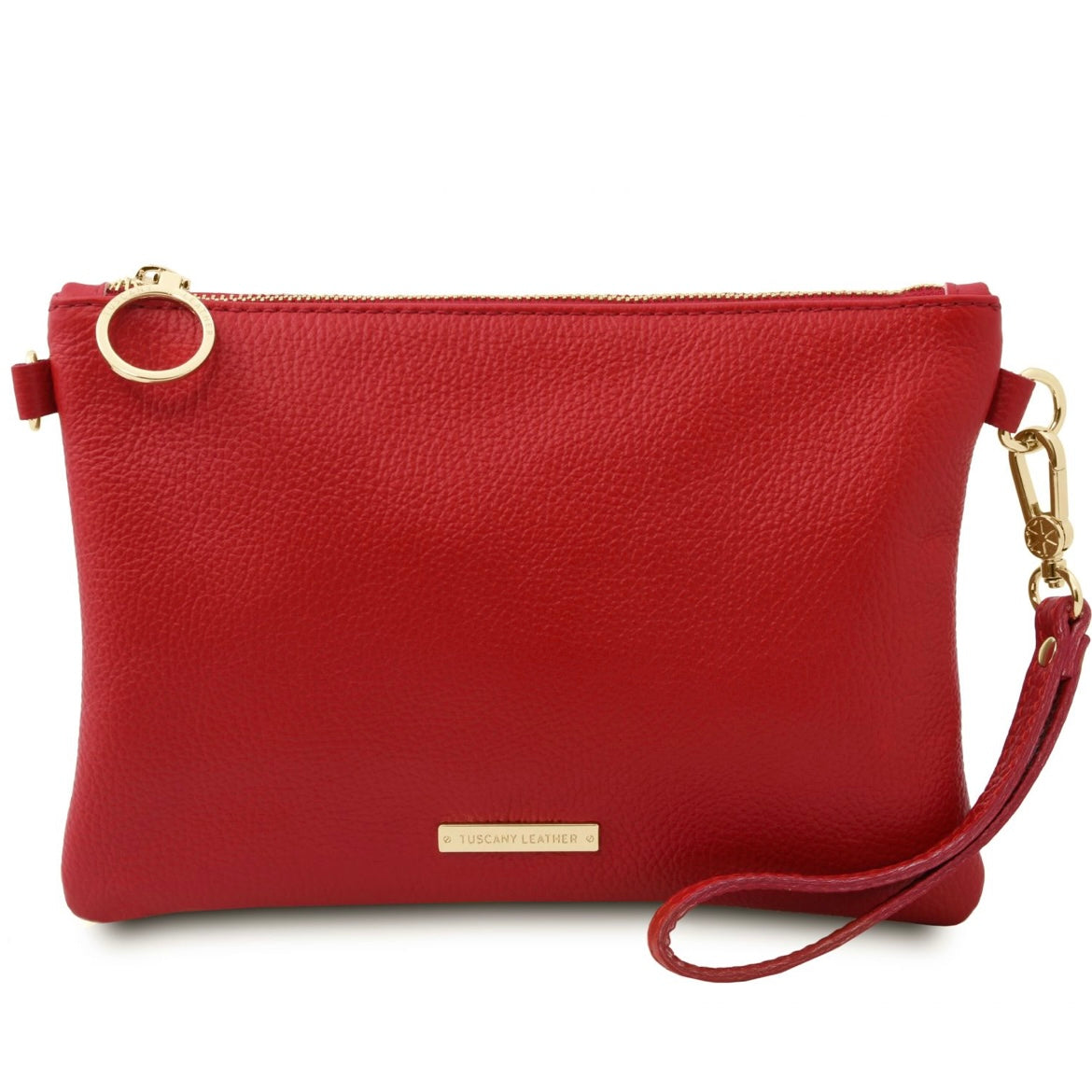 The Tropical Duchess Tuscany Leather TL BAG TL142029 Soft Leather Clutch in Lipstick Red