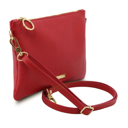 The Tropical Duchess Tuscany Leather TL BAG TL142029 Soft Leather Clutch in Lipstick Red